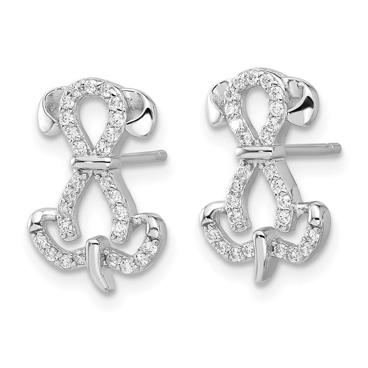 Sterling Silver 14.7mm Halo CZ Stud Earrings - view 2
