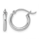Sterling Silver Rhodium-plated 2mm Round Hoop Earrings