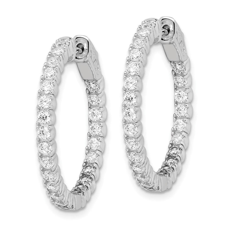Sterling Shimmer Sterling Silver Rhodium-plated 50 Stone 2.1mm CZ In and Out Round Hinged Hoop Earrings