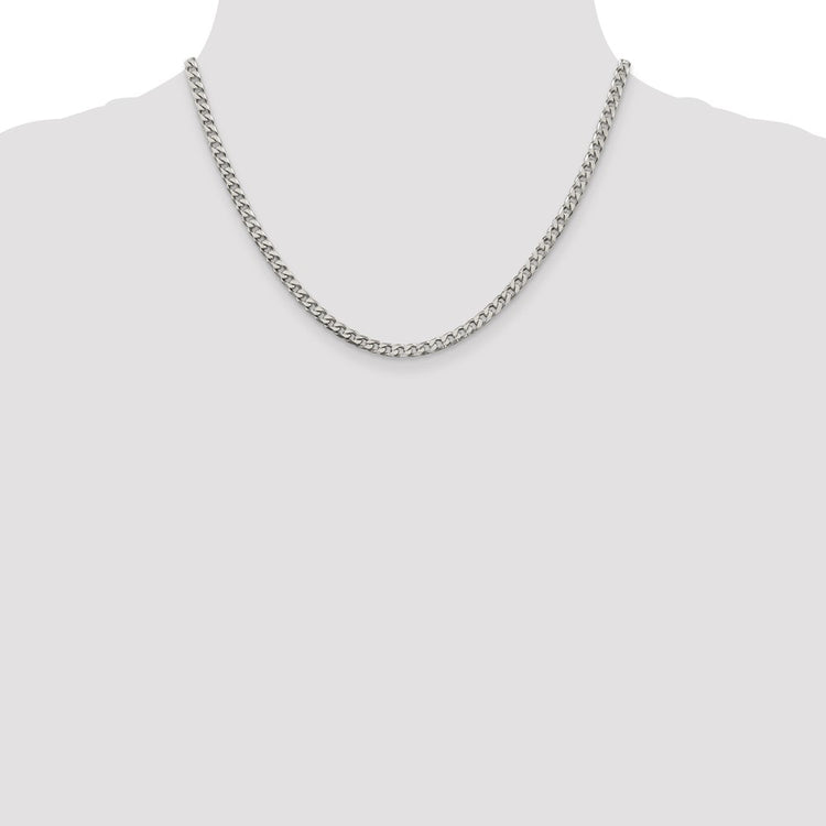 Sterling Silver 3.5MM Polished Curb Chain Necklace Womens 18-24 Inch