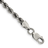 Sterling Silver Ruthenium-plated 4.5mm Rope Chain