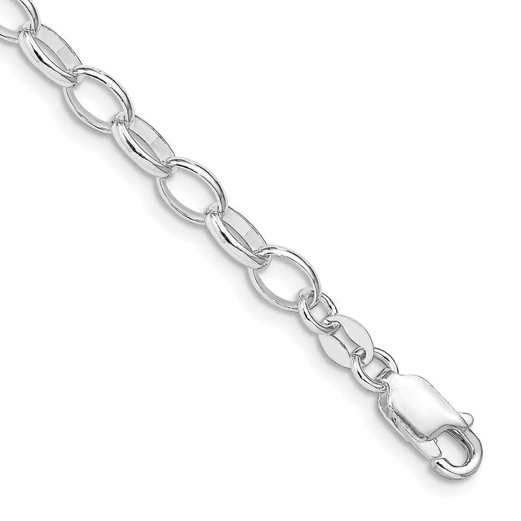 Sterling Silver Rhodium-Plated 5MM Amore La Vita Sterling Silver Rhodium-plated Polished Rolo with Lobster Clasp Charm Bracelet Womens