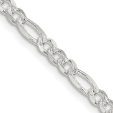 Sterling Silver 4mm Pav Flat Figaro Chain