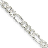 Sterling Silver 5.5mm Pav Flat Figaro Chain