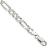 Sterling Silver 7.0mm Pav Flat Figaro Chain