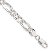 Sterling Silver 8mm Pav Flat Figaro Chain