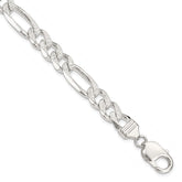 Sterling Silver 9.5mm Pav Flat Figaro Chain