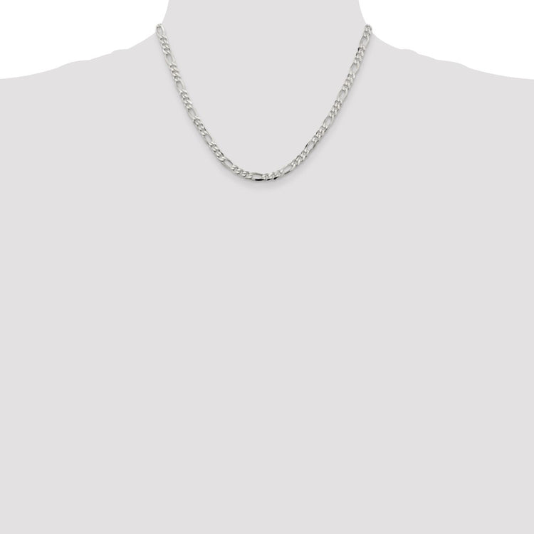 Sterling Silver 4.5MM Figaro Chain Necklace Womens 16-24 Inch