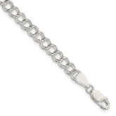 Italian Crafted Solid Sterling Silver 5.25mm Double Link Charm Bracelet - Hypoallergenic Sterling Silver Bracelets for Women - Size 8.5 Inch - Stackab