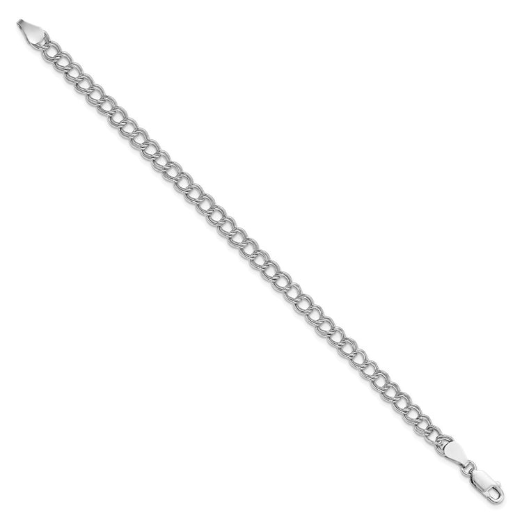 Universal Jewels Italian Crafted Solid Sterling Silver 5.25mm Double Link Charm Bracelet - Hypoallergenic Sterling Silver Bracelets for Wome - view 2
