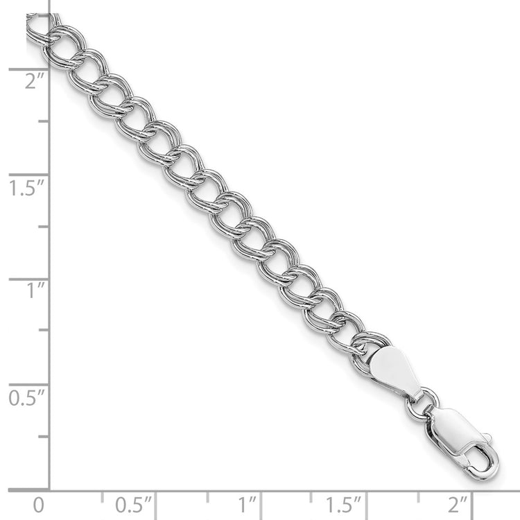 Universal Jewels Italian Crafted Solid Sterling Silver 5.25mm Double Link Charm Bracelet - Hypoallergenic Sterling Silver Bracelets for Wome - view 4