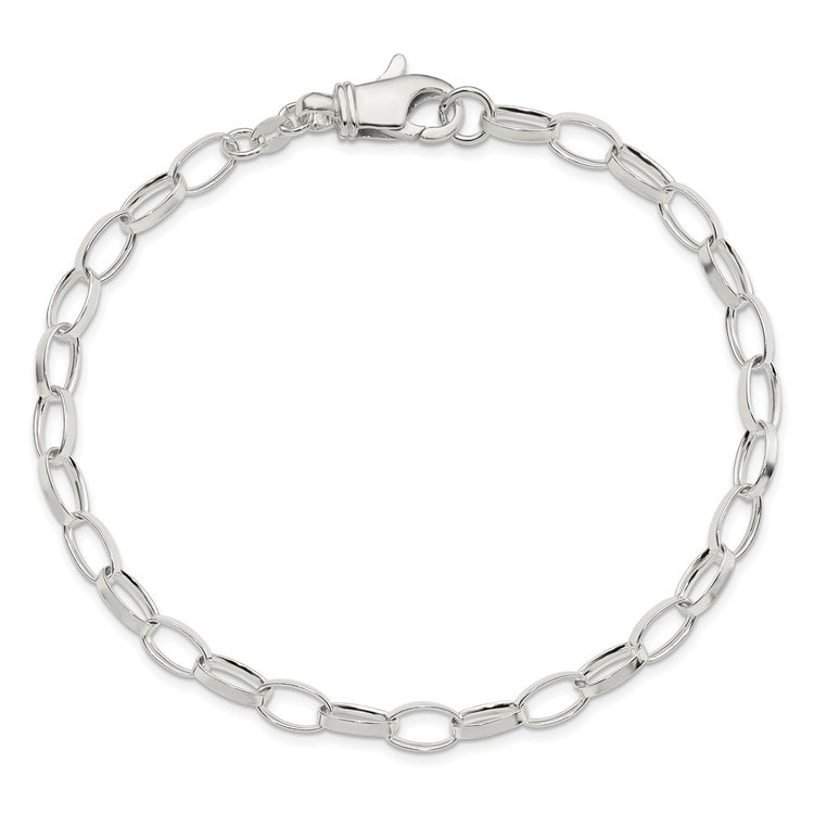 Sterling Silver 9inch Solid Polished Fancy Link Anklet