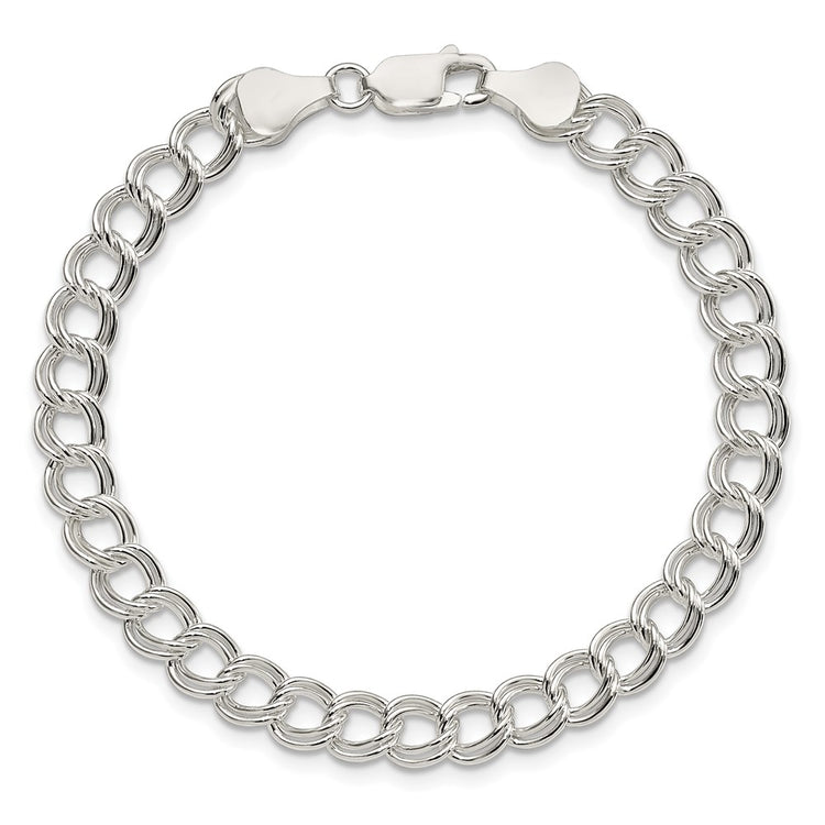 Universal Jewels Italian Crafted Solid Sterling Silver 6mm Double Link Charm Bracelet - Hypoallergenic Sterling Silver Bracelets for Women - - view 2