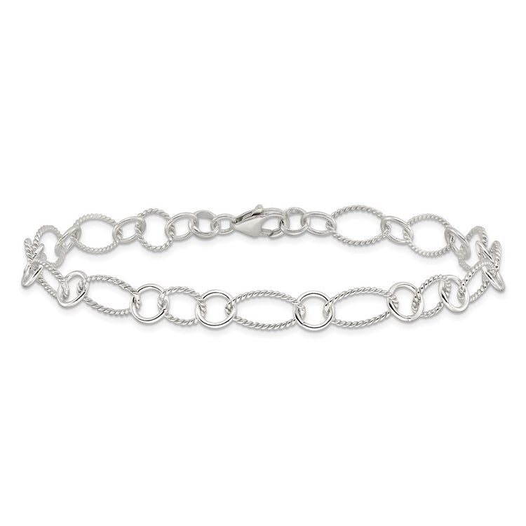 Sterling Silver Fancy Link Anklet