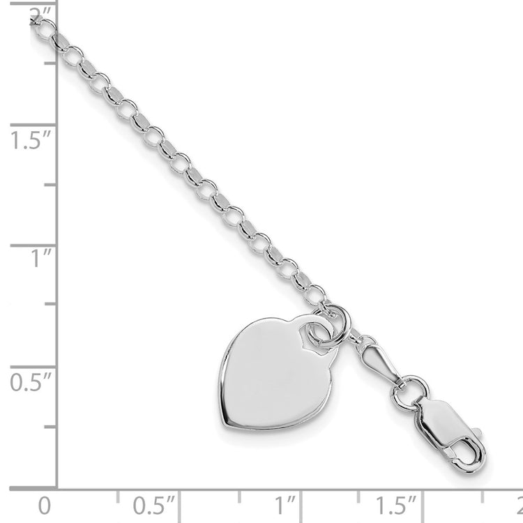 Sterling Silver Heart Charm Bracelet 7.25" - view 3