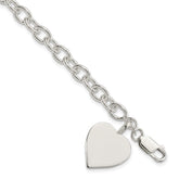 Sterling Silver Engraveable Heart Fancy Link Bracelet