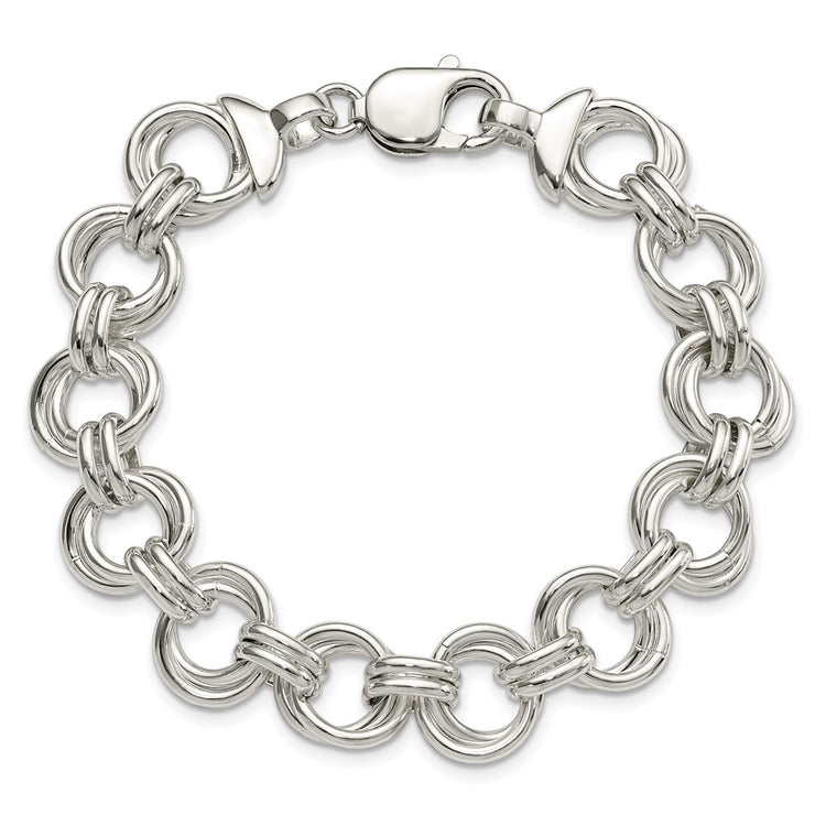 Sterling Silver Polished Fancy Link Bracelet