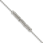 Sterling Silver 10inch Polished Fancy Love Ring Anklet