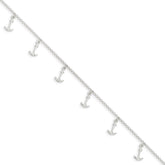 Sterling Silver Anchor Charms 9 inch Plus 1 inch Extender - Total 10 inch Anklet