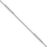 Sterling Silver Rhodium-plated Beaded 10 inch Plus 0.5 inch extender - Total 10.5 inch Anklet