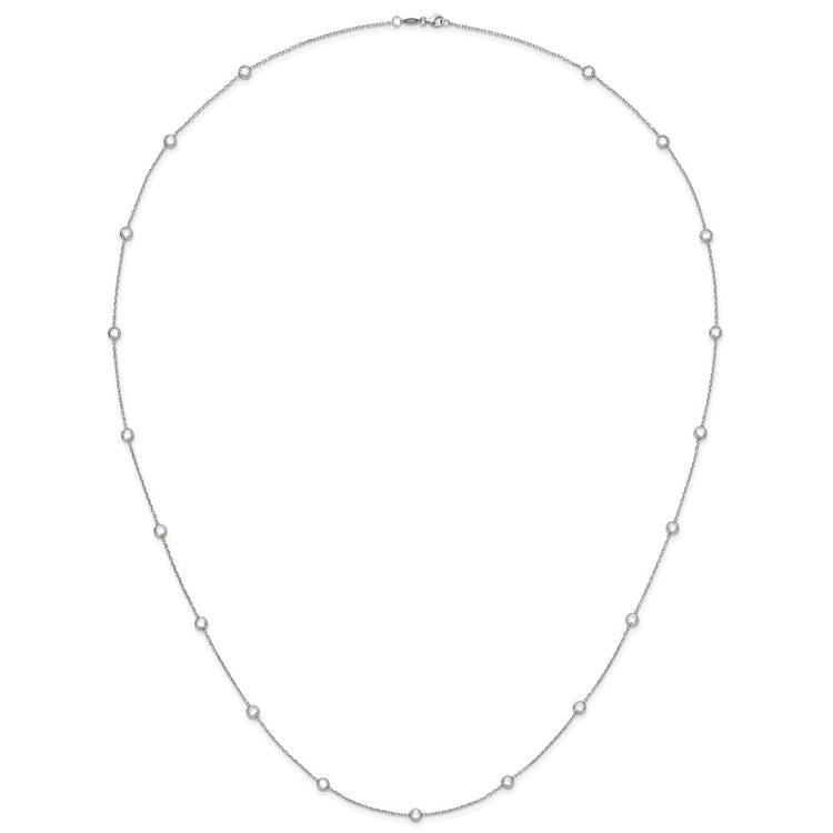 Sterling Silver Rhodium-plated 16-Station CZ Polished Necklace