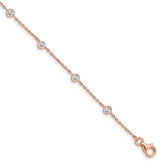 Sterling Silver Rose Gold-Tone Cubic Zirconia Rose Gold Heart Bracelet - Hypoallergenic Sterling Silver Heart Bracelets for Women - Size 7 Inch - Rose