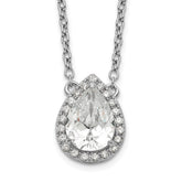 Sterling Silver Cubic Zirconia Tennis Necklace - Hypoallergenic Sterling Silver Tennis Necklaces for Women - Size 16-17 Inch - Pear Halo Simulated Dia
