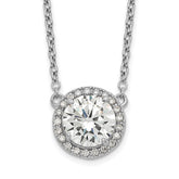Sterling Silver Cubic Zirconia Tennis Necklace - Hypoallergenic Sterling Silver Tennis Necklaces for Women - Size 16-17 Inch - Round Halo Simulated Di
