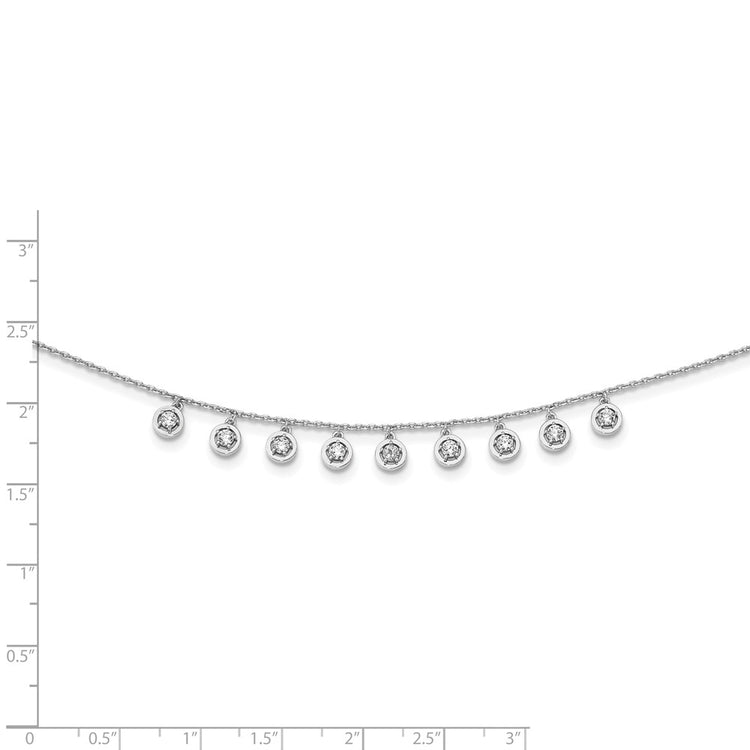 Sterling Shimmer Sterling Silver Rhodium-plated 18 inch 11 Stone 11 Station CZ Necklace