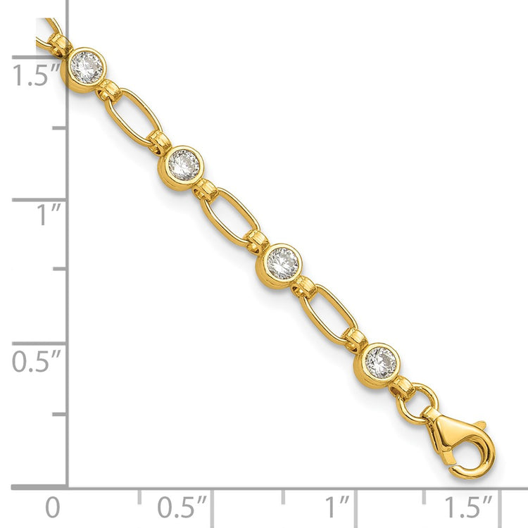 Sterling Silver Gold-Tone Bezel-Set Cubic Zirconia Tennis Bracelet - Hypoallergenic Sterling Silver Tennis Bracelets for Women - Size 7.5 In - view 5
