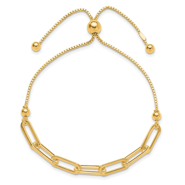 Sterling Silver Gold-Tone Polished Paperclip Link Adjustable Bracelet - Hypoallergenic Sterling Silver Paperclip Bracelets for Women - Adjus - view 2