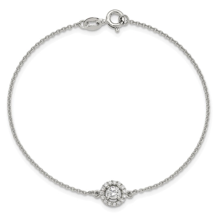 Sterling Silver Halo CZ Tennis Bracelet 7.25-8.25" - view 4