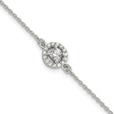 Sterling Silver 3mm Cubic Zirconia Tennis Bracelet - Hypoallergenic Sterling Silver Bracelets for Women - Size 7.25-8.25 Inch - Halo Simulated Diamond
