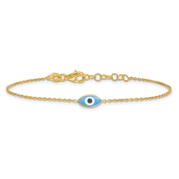 Sterling Silver Gold-Plated Evil Eye Bracelet - Hypoallergenic Sterling Silver Evil Eye Bracelets for Women - Size 7 Inch - Trendy Talisman - view 3