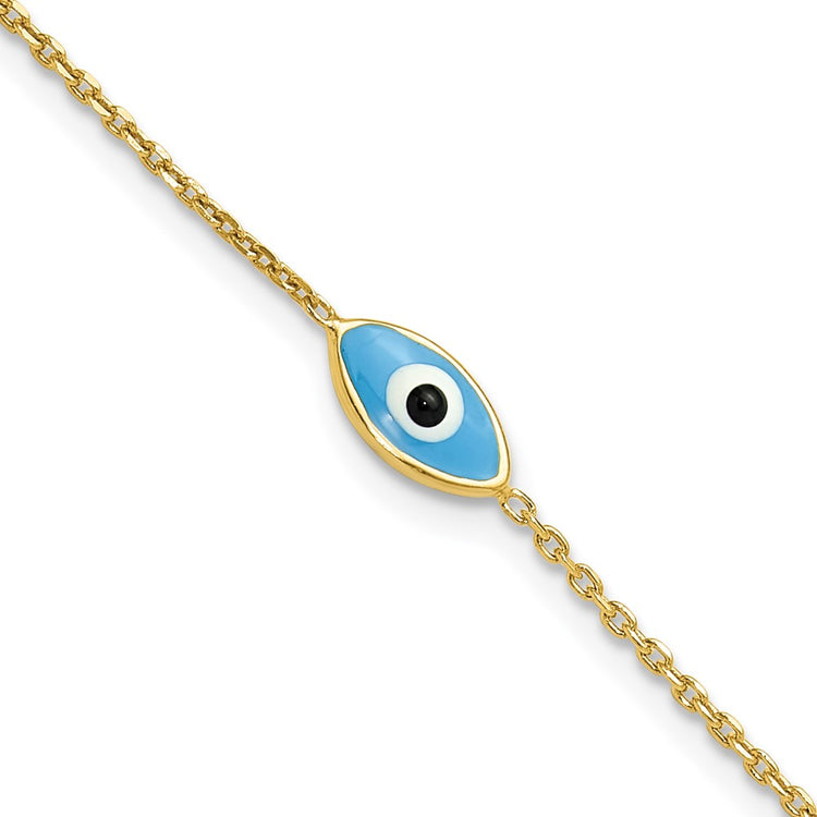Sterling Silver Gold-Plated Evil Eye Bracelet - Hypoallergenic Sterling Silver Evil Eye Bracelets for Women - Size 7 Inch - Trendy Talisman Protection