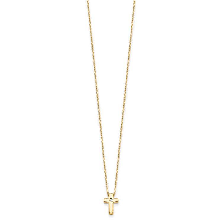 Sterling Silver Gold-Tone Cubic Zirconia Cross Necklace - Hypoallergenic Sterling Silver Cross Necklaces for Women - Size 13-15 Inch - Chris - view 2