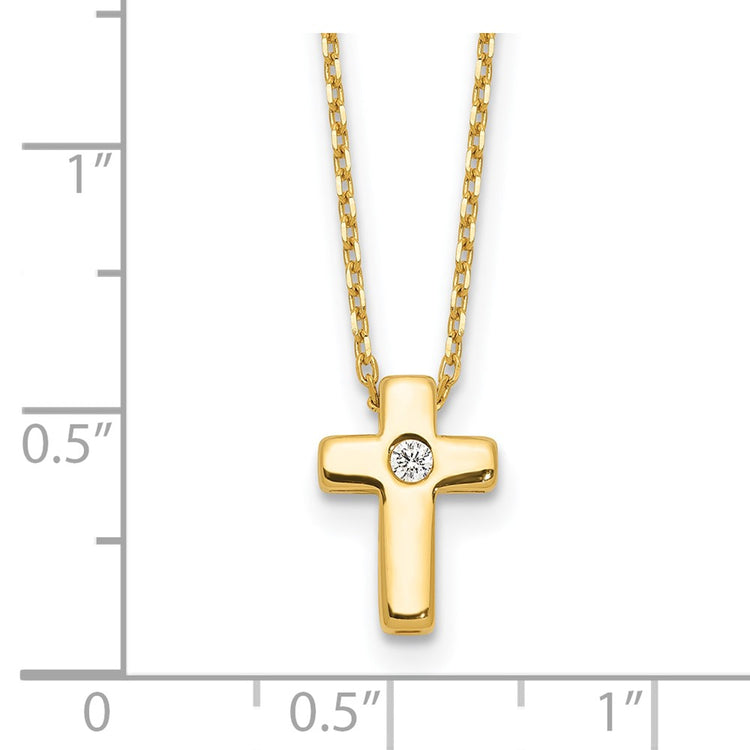 Sterling Silver Gold-Tone Cubic Zirconia Cross Necklace - Hypoallergenic Sterling Silver Cross Necklaces for Women - Size 13-15 Inch - Chris - view 4