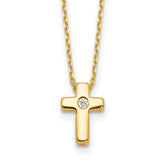 Sterling Silver Gold-Tone Cubic Zirconia Cross Necklace - Hypoallergenic Sterling Silver Cross Necklaces for Women - Size 13-15 Inch - Christian Faith