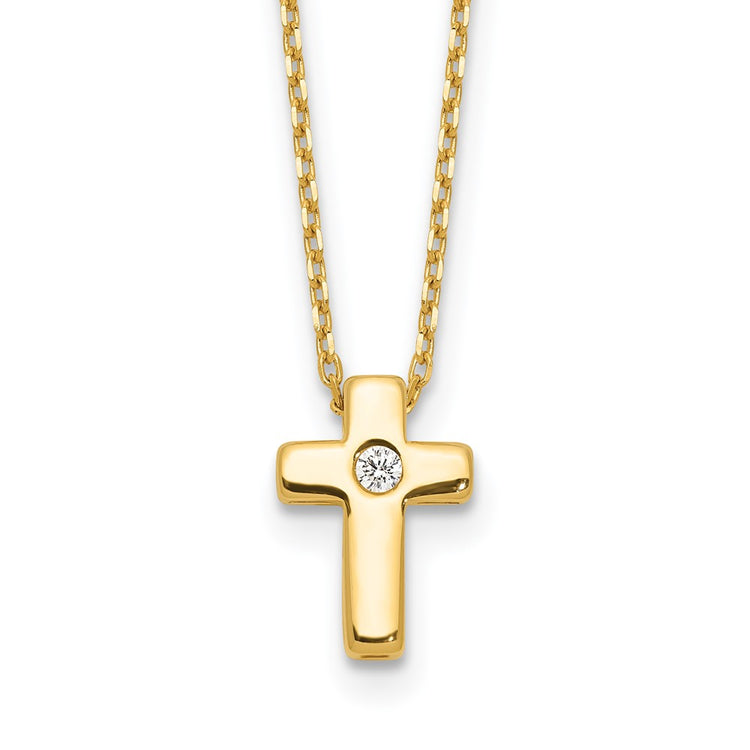 Sterling Silver Gold-Tone Cubic Zirconia Cross Necklace - Hypoallergenic Sterling Silver Cross Necklaces for Women - Size 13-15 Inch - Christian Faith