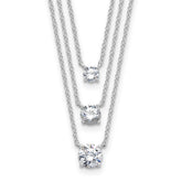 Sterling Silver Cubic Zirconia Tennis Necklace - Hypoallergenic Sterling Silver Tennis Necklaces for Women - Size 14.5-15.5 Inch - 3-Strand Simulated