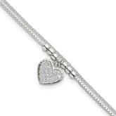 Sterling Silver 3mm Cubic Zirconia Tennis Bracelet - Hypoallergenic Sterling Silver Bracelets for Women - Size 7.5-8.5 Inch - 2-Strand Heart Simulated