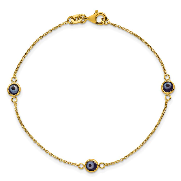 Sterling Silver Gold-Tone Evil Eye Bracelet - Hypoallergenic Sterling Silver Evil Eye Bracelets for Women - Size 7.25 Inch - Trendy Talisman - view 4