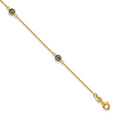 Sterling Silver Gold-Tone Evil Eye Bracelet - Hypoallergenic Sterling Silver Evil Eye Bracelets for Women - Size 7.25 Inch - Trendy Talisman Protectio