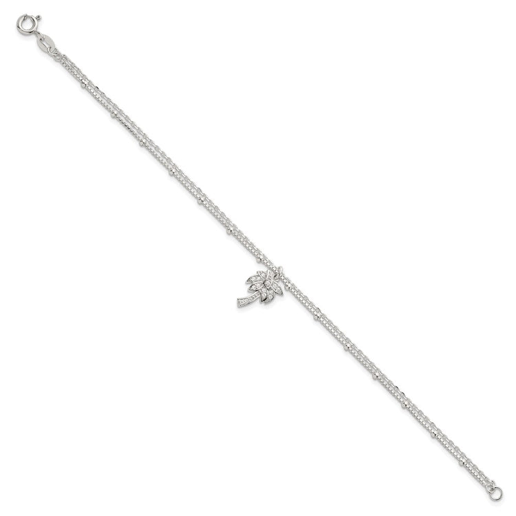 Sterling Silver 2-Strand CZ Tennis Bracelet 7.5-8.5" - view 2