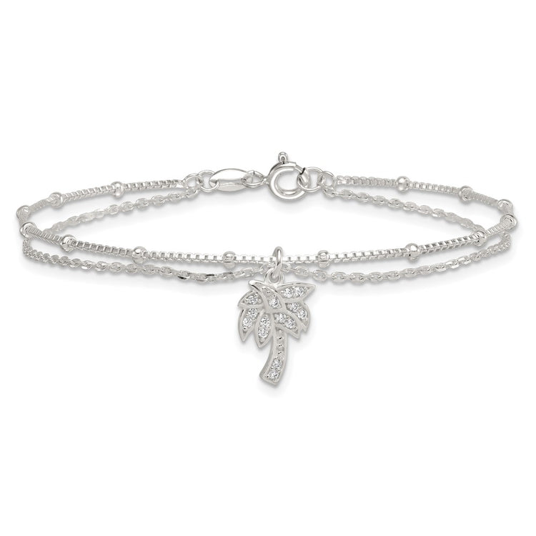 Sterling Silver 2-Strand CZ Tennis Bracelet 7.5-8.5" - view 3