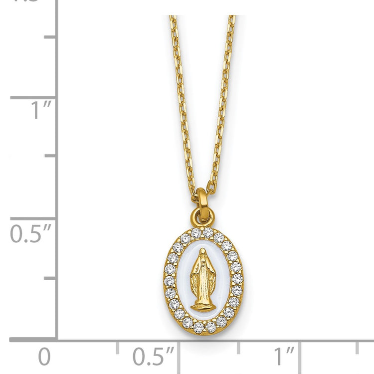 Sterling Silver Gold-Plated Cubic Zirconia Miraculous Medal Necklace - Hypoallergenic Sterling Silver Religious Necklaces for Women - Size 1 - view 5