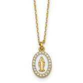 Sterling Silver Gold-Plated Cubic Zirconia Miraculous Medal Necklace - Hypoallergenic Sterling Silver Religious Necklaces for Women - Size 15.75-17.75