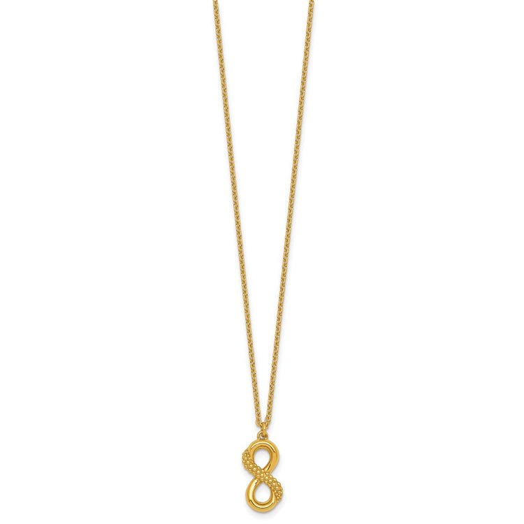 Sterling Silver Gold-Tone Polished & Textured Infinity Necklace - Hypoallergenic Sterling Silver Infinity Necklaces for Women - Size 16 Inch - view 2