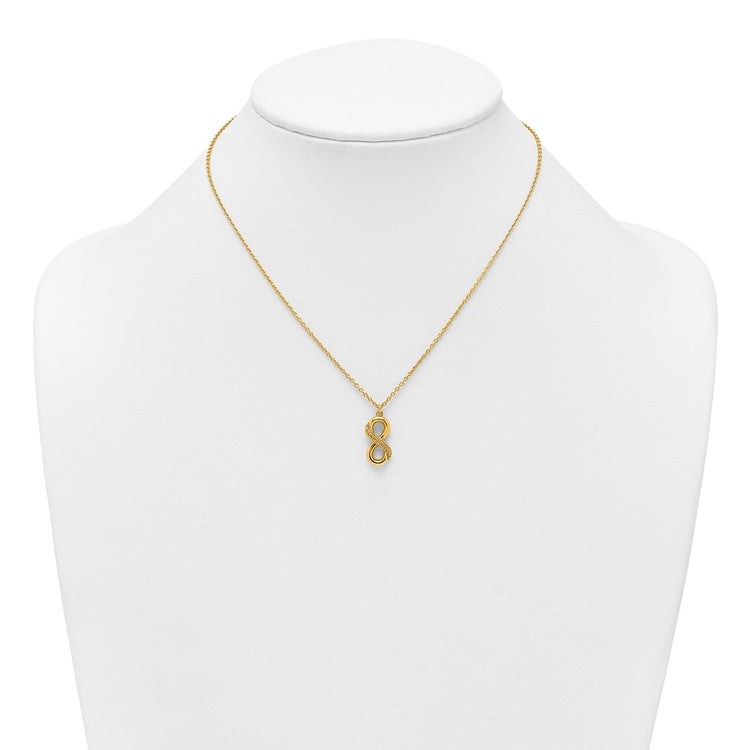 Sterling Silver Gold-Tone Polished & Textured Infinity Necklace - Hypoallergenic Sterling Silver Infinity Necklaces for Women - Size 16 Inch - view 3