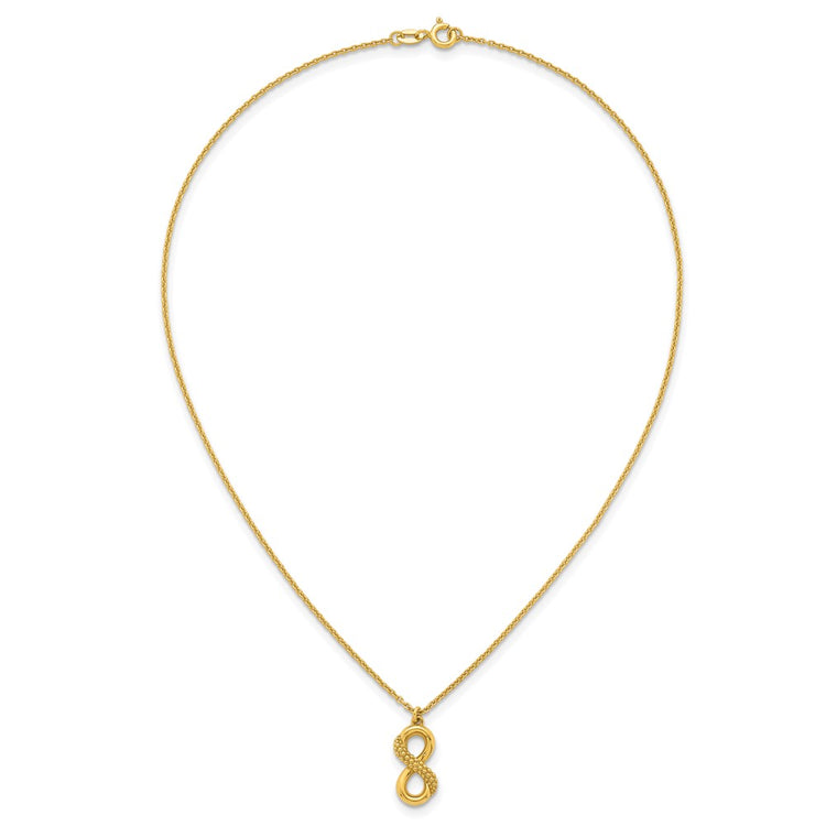 Sterling Silver Gold-Tone Polished & Textured Infinity Necklace - Hypoallergenic Sterling Silver Infinity Necklaces for Women - Size 16 Inch - view 4